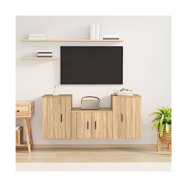 VEEKI Meuble TV, Meuble TV Suspendu, Meuble TV Industriel, Meuble TV Bois, Meuble Chambre, Convient pour Salon ou Chambre, En