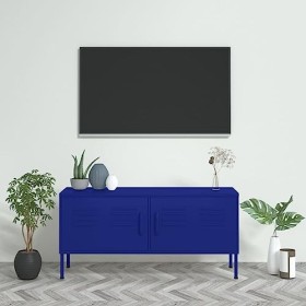 vidaXL Meuble TV en acier bleu marine 105 x 35 x 30 cm