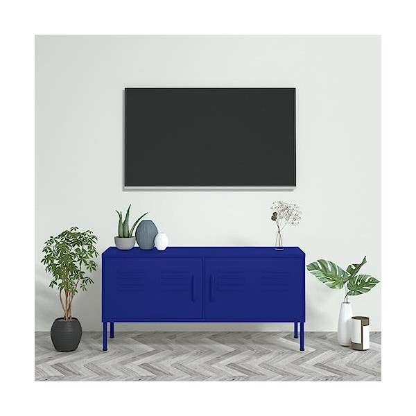 vidaXL Meuble TV en acier bleu marine 105 x 35 x 30 cm