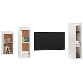 Générique Meubles TV 3 pcs Blanc Bois Massif de pin,23.2 KG,3100160, Meubles, Meubles TV