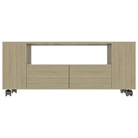 lvssiao Meuble de salon pour TV, Meuble TV Contreplaqué couleur chêne 120x35x43 cm Module TV avec armoires
