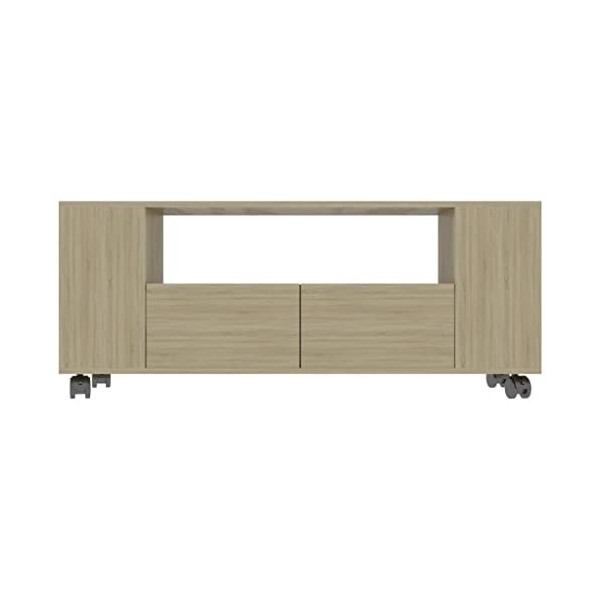 lvssiao Meuble de salon pour TV, Meuble TV Contreplaqué couleur chêne 120x35x43 cm Module TV avec armoires