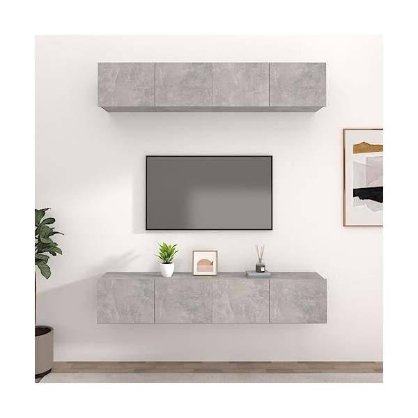 Générique Meubles TV 4 pcs Gris béton 80x30x30 cm Bois dingénierie,47 KG,3114185, Meubles, Meubles TV