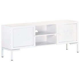 Générique Meuble TV Blanc 115x30x46 cm Bois Massif de manguier,22 KG,323580, Meubles, Meubles TV