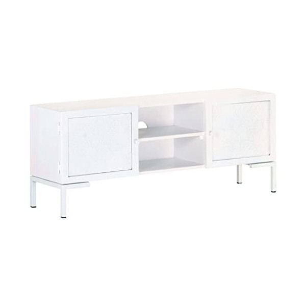 Générique Meuble TV Blanc 115x30x46 cm Bois Massif de manguier,22 KG,323580, Meubles, Meubles TV