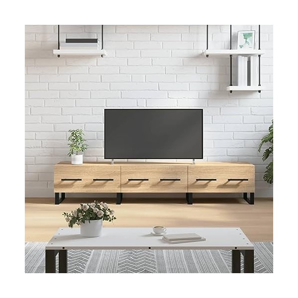 BaraSh Meuble TV chêne Sonoma 150x36x30 cm Bois dingénierie,Meuble TV,Table Basse Salon Meuble TV,Table Basse LED Couleurs