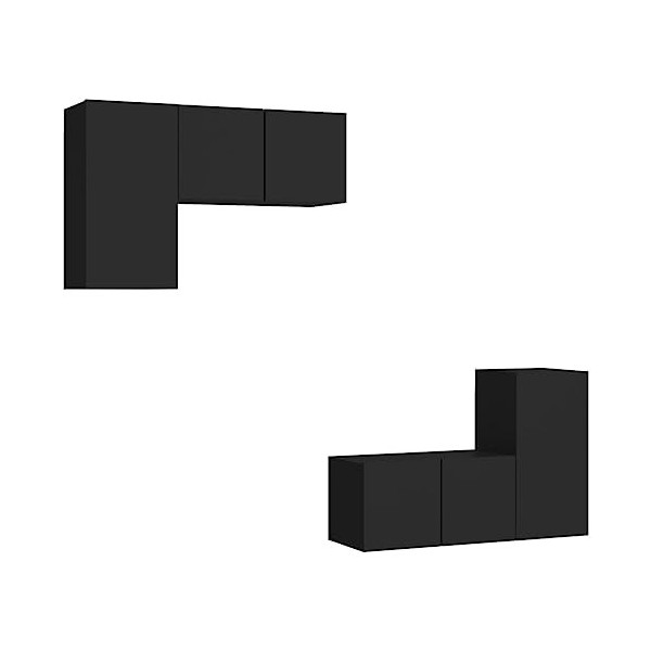 Ensemble de Meubles TV 4 pcs Noir Aggloméré - Meuble TV sur Salle de Séjour, Salon et Chambre à Coucher