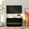 GANDUS Meuble TV en pin massif Noir 74 x 34 x 40 cm