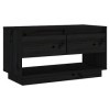 GANDUS Meuble TV en pin massif Noir 74 x 34 x 40 cm