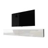 Selsey Kane - Meuble TV à Suspendre/Banc TV chêne wotan/Blanc Brillant, 180 cm, avec LED 