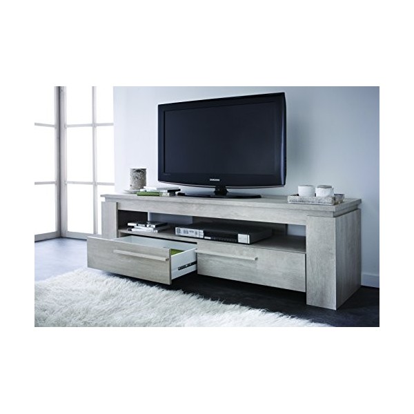 Meuble TV en Bois avec rangements – Format 140 x 45 x 99 cm pour une Grande Télévision – Produit Robuste Fabriqué en France