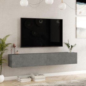[en.casa] Meuble TV à 2 Portes Meuble de Rangement Design pour Salon Panneau de Particules Mélaminé 30 x 180 x 32 cm Effet Bé