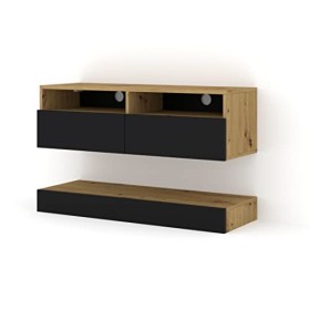 BIM Furniture TV Lowboard Duo 100 cm Suspendu chêne Artisan/Noir Mat
