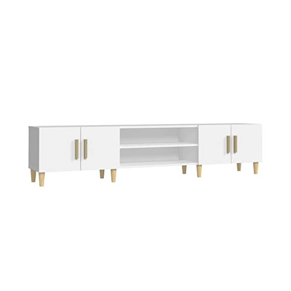 Keyur Meuble TV, Banc TV Buffet Bas Support de Télévision Meuble Télé Meuble TV Blanc 180x31,5x40 cm Bois dingénierie