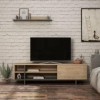 Toscohome Stockton Meuble TV 160 cm en bois avec étagère et étagères couleur chêne et anthracite