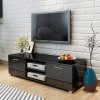 Meuble TV avec 2 Portes | Style Contemporain | Rangement matériel télé Audio Video Gaming | 120x40,3x34,7cm Noir Brillant
