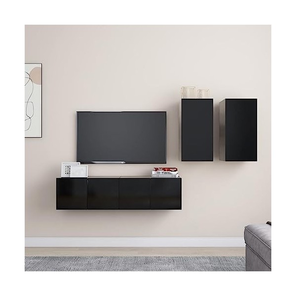 Meuble TV,Étagère TV Flottante, Support de Télévision Flottant Fixé au Mur Centre de Console Multimédia de Divertissement Gra