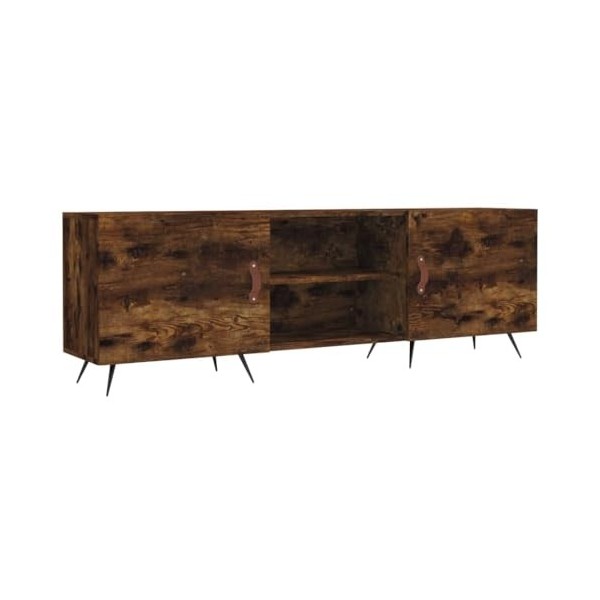 Annlera Meuble TV Chêne Fumé 150x30x50 cm Bois dingénierie Banc TV Maison Chambre à Coucher Plateau Stable Placer Livres Tas