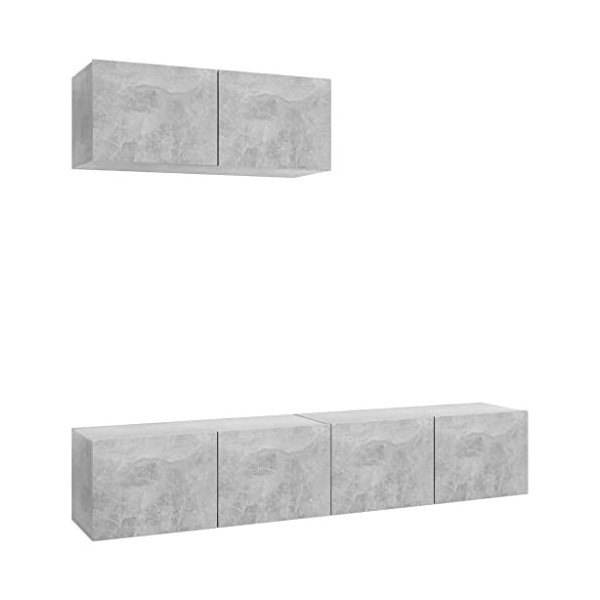 Générique Meubles TV 3 pcs Gris béton Aggloméré,37.2 KG,3079121, Meubles, Meubles TV