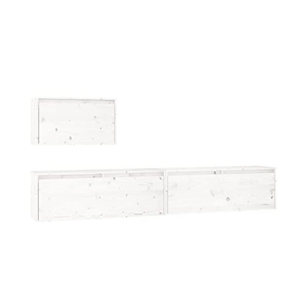 Générique Meubles TV 3 pcs Blanc Bois Massif de pin,25.7 KG,3100275, Meubles, Meubles TV