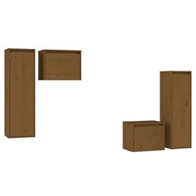 Générique Meubles TV 4 pcs Marron Miel Bois Massif de pin,27.85 KG,3100252, Meubles, Meubles TV