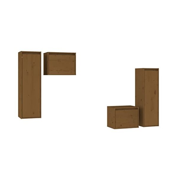 Générique Meubles TV 4 pcs Marron Miel Bois Massif de pin,27.85 KG,3100252, Meubles, Meubles TV