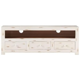 Générique Meuble TV Bois Massif dacacia 110x30x40 cm Blanc,24.8 KG,337849, Meubles, Meubles TV