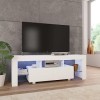 Meuble TV avec lumière LED Blanc Brillant 130 x 35 x 45 cm - Meuble TV de Salon Banc Télé Industriel, Support Rangement Conso