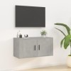 Meuble TV Mural Gris béton 80x34,5x40 cm - Meuble Chambre, Support Télé pour Salon Salle à Manger Chambre, Style Industriel