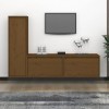 Camerina Meubles TV 3 pcs Marron Miel Bois Massif de pin,Meuble TV,Table Basse Salon Meuble TV,Table Basse LED Couleurs