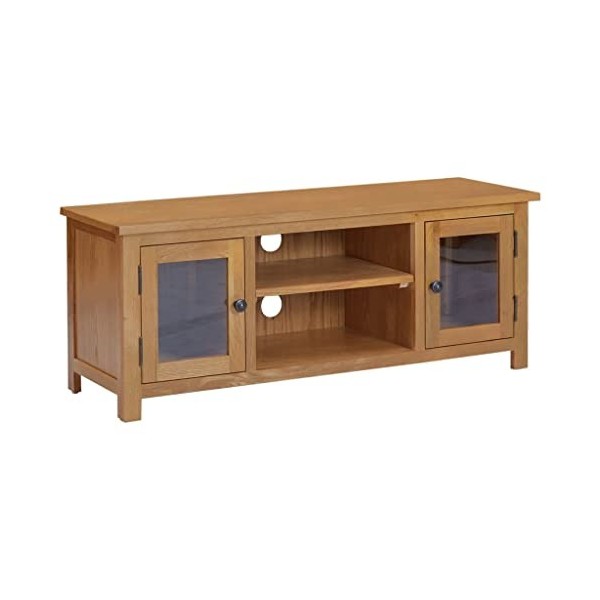 ZEYUAN Meuble TV 110x35x44 cm Bois de chêne Massif,Meuble TV,Table Basse Salon Meuble TV,Table Basse LED Couleurs