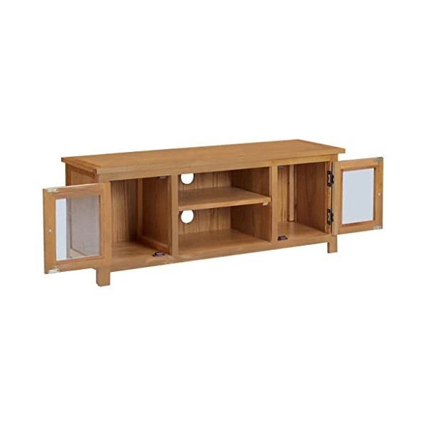 ZEYUAN Meuble TV 110x35x44 cm Bois de chêne Massif,Meuble TV,Table Basse Salon Meuble TV,Table Basse LED Couleurs