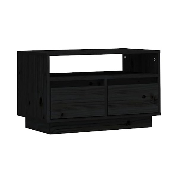 DCRAF Centres de divertissement et meubles TV, meuble TV noir, 60 x 35 x 37 cm en pin massif