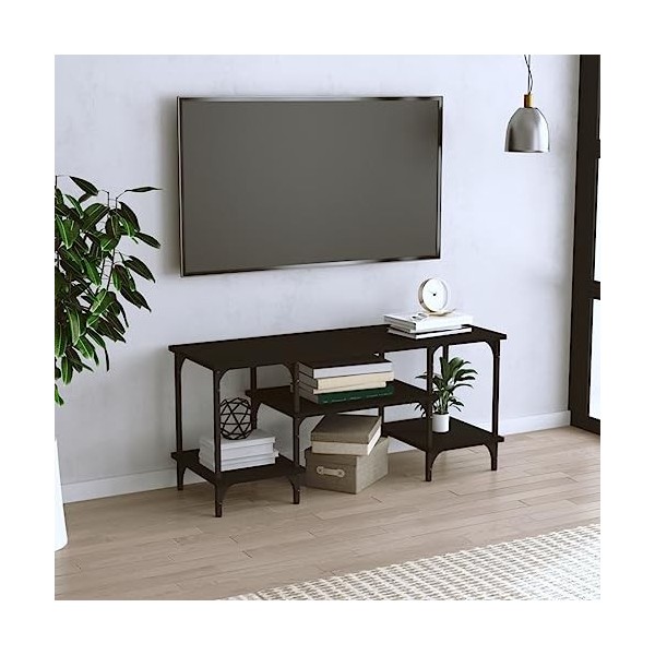Meuble TV Noir 102x35x45,5 cm Bois dingénierie - Meuble Chambre, Support Télé pour Salon Salle à Manger Chambre, Style Indus