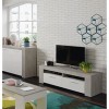 Dmora - Support TV Stamford, Buffet TV salon, Meuble TV avec 2 portes, Buffet bas pour salon, cm 120x42h40, Blanc et Gris