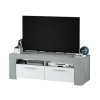 Dmora - Support TV Stamford, Buffet TV salon, Meuble TV avec 2 portes, Buffet bas pour salon, cm 120x42h40, Blanc et Gris