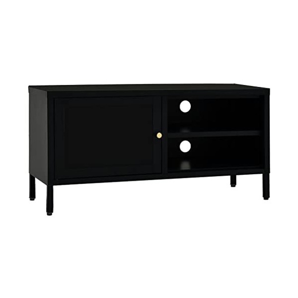 Meuble TV avec 1 Porte | Style Contemporain | Rangement matériel télé Audio Video Gaming | 90x30x44cm Noir