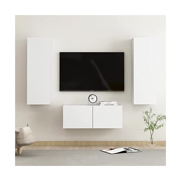 VEEKI Meuble TV, Meuble TV Suspendu, Meuble, Meuble TV avec Rangement，Meuble Industriel, Convient pour Salon ou Chambre, Ense