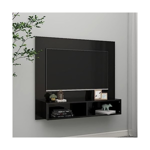 VEEKI Meuble TV, Meuble TV Suspendu, Meuble TV Blanc, Meuble TV Industriel, Meubles de Salon, Salon, Chambre, Cadre en Acier,