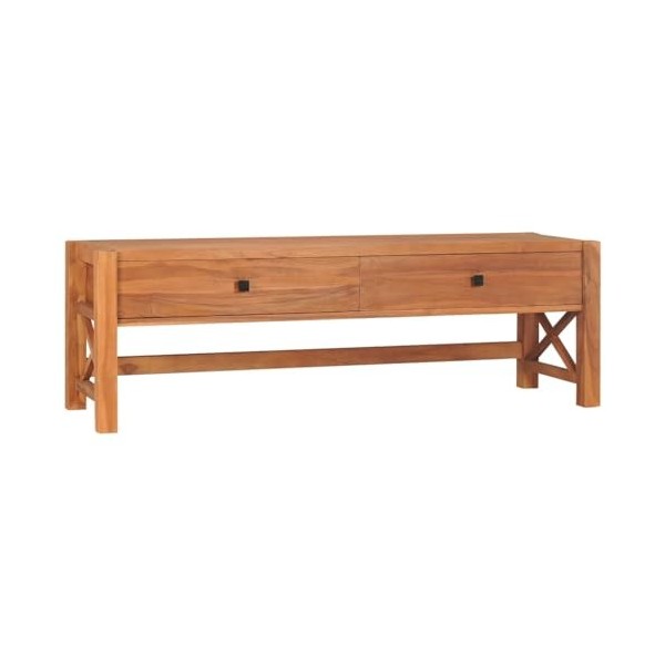 Meuble TV 140x40x45 cm Bois de Teck - Banc TV, Meuble TV Suspendu, Convient pour Salon ou Chambre