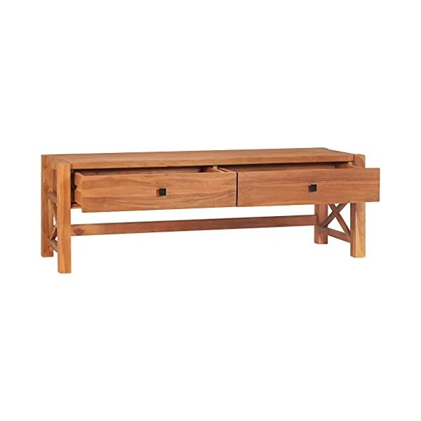 Meuble TV 140x40x45 cm Bois de Teck - Banc TV, Meuble TV Suspendu, Convient pour Salon ou Chambre
