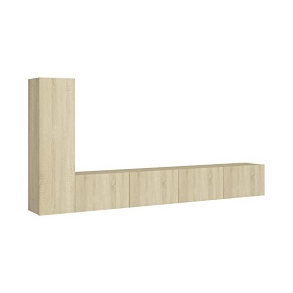 Ensemble de Meuble TV 3 pcs Chêne Sonoma Aggloméré - Banc TV, Meuble TV Suspendu, Convient pour Salon ou Chambre