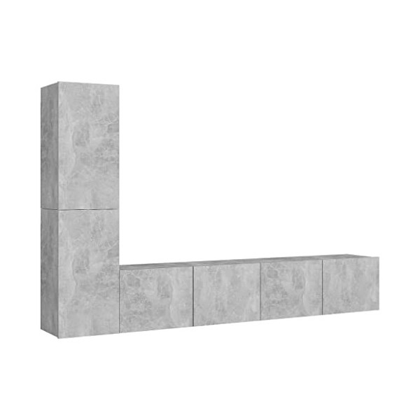 Générique Ensemble de Meuble TV 4 pcs Gris béton Aggloméré,43.3 KG,3079094, Meubles, Meubles TV