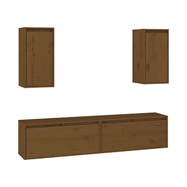 Générique Meubles TV 4 pcs Marron Miel Bois Massif de pin,28.88 KG,3100172, Meubles, Meubles TV