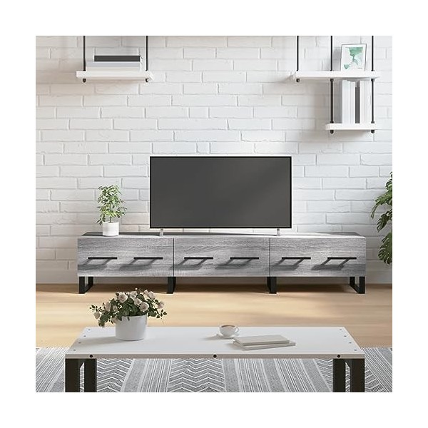 BaraSh Meuble TV Sonoma Gris 150x36x30 cm Bois dingénierie,Meuble TV,Table Basse Salon Meuble TV,Table Basse LED Couleurs