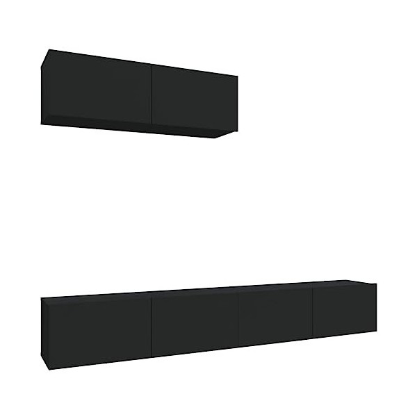 Ensemble de Meubles TV 3 pcs Noir Bois dingénierie - Meuble TV de Salon Banc Télé Industriel, Support Rangement Console Jeux