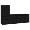 ZEYUAN Meubles TV 3 pcs Noir Bois Massif de pin,Meuble TV,Meuble TV Moderne,Meuble de Salon