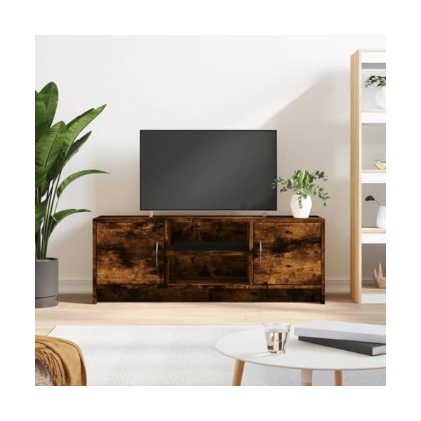 TECHPO Meubles-TV Meuble TV Chêne fumé 102x30x37,5 cm Bois dingénierie