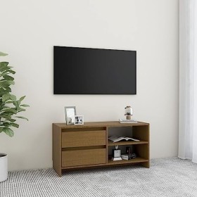 DCRAF Centres de divertissement et meubles TV, meuble TV marron miel 80 x 31 x 39 cm en pin massif
