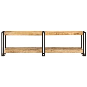 GuyAna Meuble TV 140x30x40 cm Bois Massif de manguier,Table Basse Salon Meuble TV,Table Basse LED Couleurs,Meuble TV